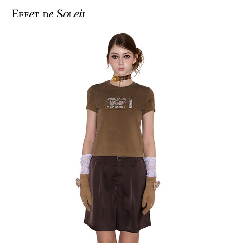 Effet de Soleil复古印花短袖T恤短上衣女装新品26夏