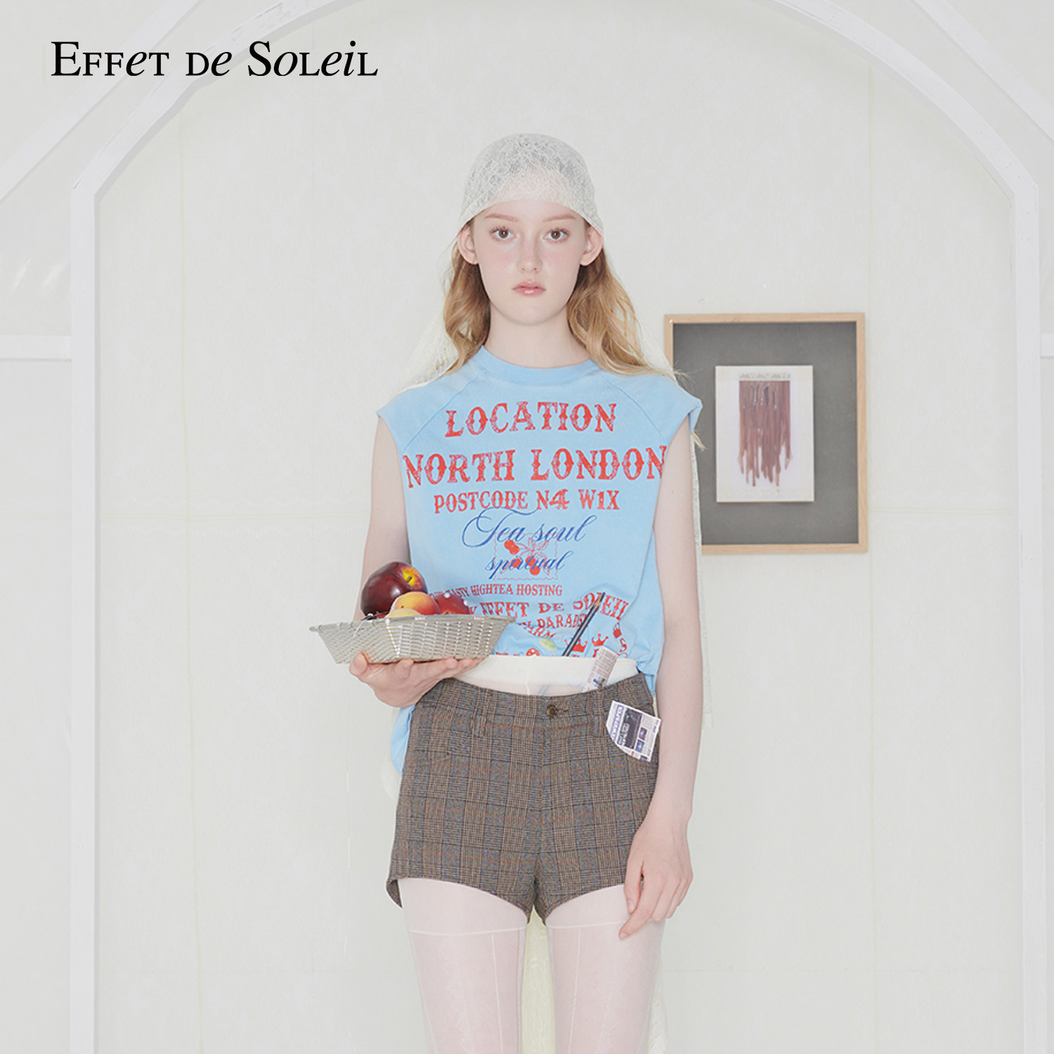 Effet de Soleil撞色印花圆领短袖T恤无袖背心上衣女装新品