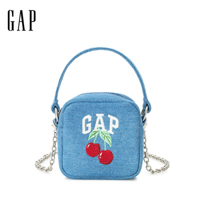 GAP草莓刺绣方形包挂清新复古美式牛仔迷你方型手提包拎包女