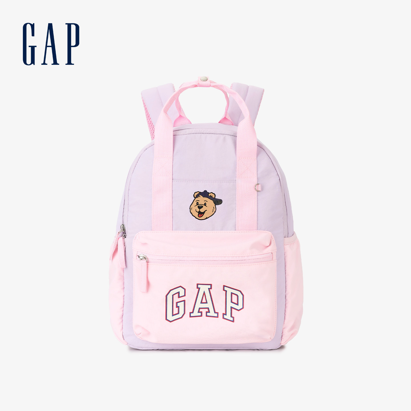GAP休闲拼色双肩包紫拼粉背包