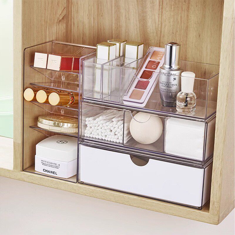 镜柜收纳盒洗漱台化妆品口红桌面置物架卫生间浴室柜分格整理盒
