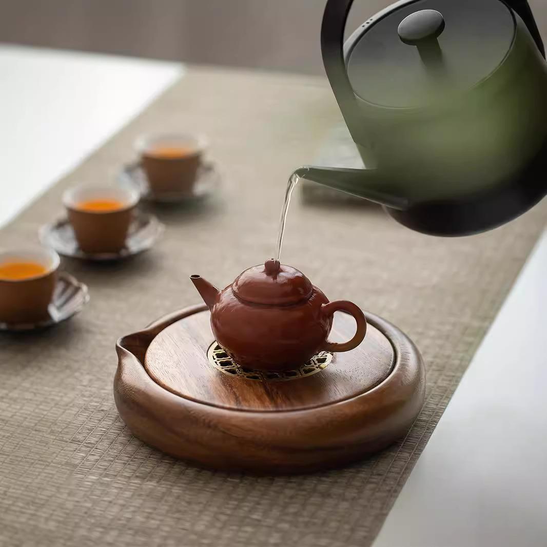 胡桃木储水式壶承茶盘新中式小型干泡台家用实木干泡盘紫砂壶壶垫
