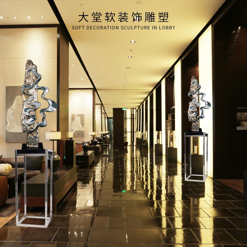 做旧电镀银艺术样板房树脂抽象型酒店摆件时尚欧式扭曲软装雕塑