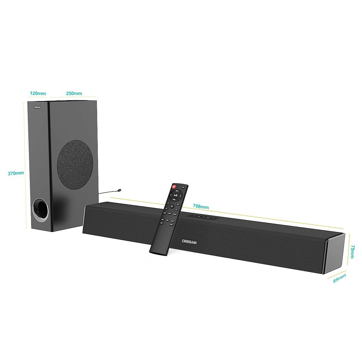 枕上音箱回音壁soundbar条形电视音箱无线家庭影院 120W大功率声