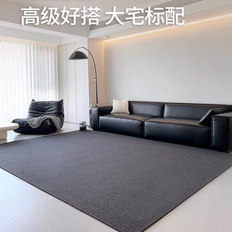 现代轻奢客厅家用沙发茶几毯深色羊毛简约地毯免打理耐脏卧室地垫