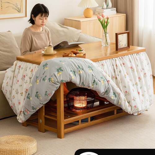 烤火桌子家用可折叠实木烤火架冬季取暖餐桌长正方形简易新款炕桌