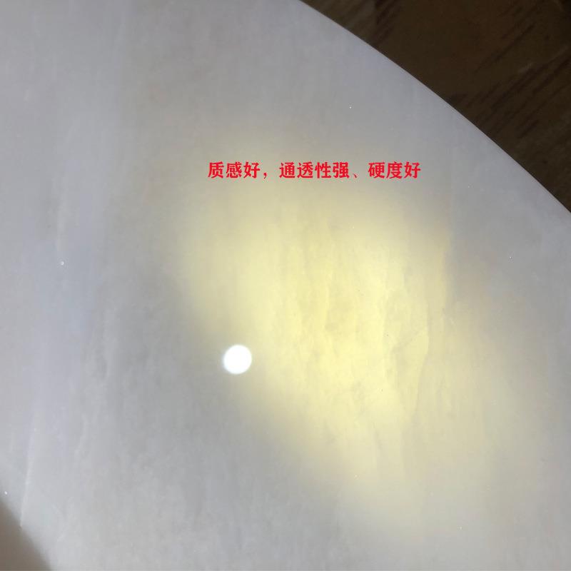 意大利奢石卡里冰玉天然大理石圆形餐桌轻奢白冰玉香雪梅水晶玉桌