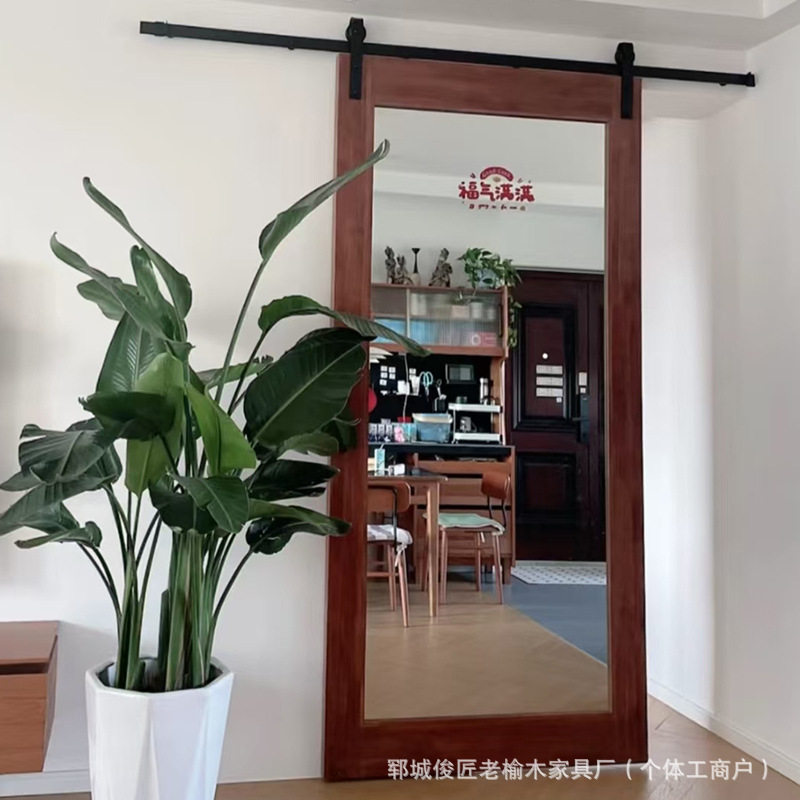 美式谷仓门镜子移门卫生间门卧室实木门工业风厕所门书架门隐形门