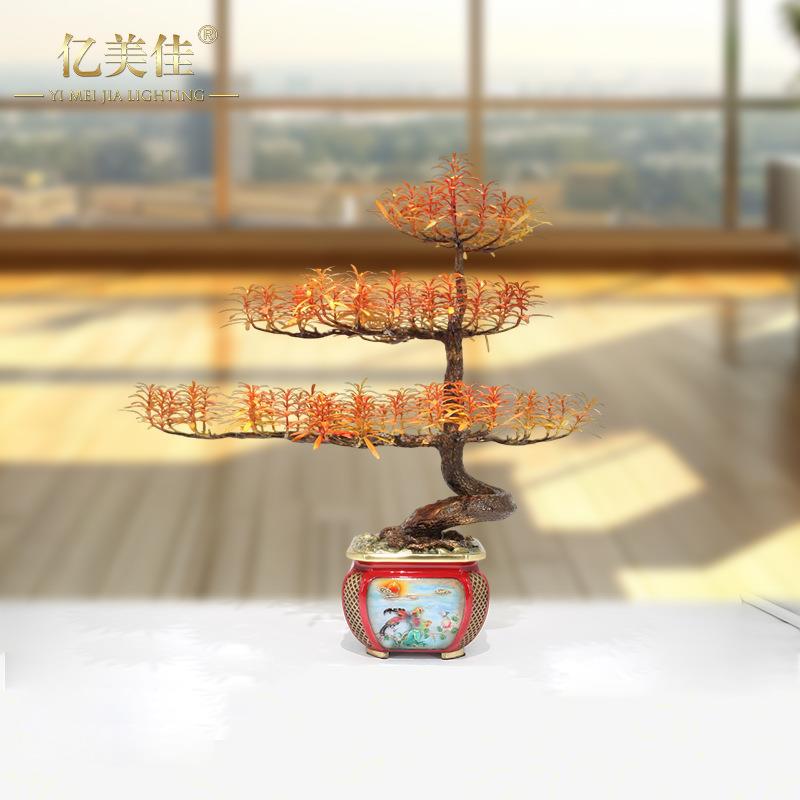 亿美佳罗汉松盆景罗汉松风水摆件家居饰品送礼全铜摆件