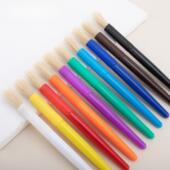 猪鬃毛画笔套装 儿童美术绘画糖果色塑料杆丙烯颜料笔刷油画笔