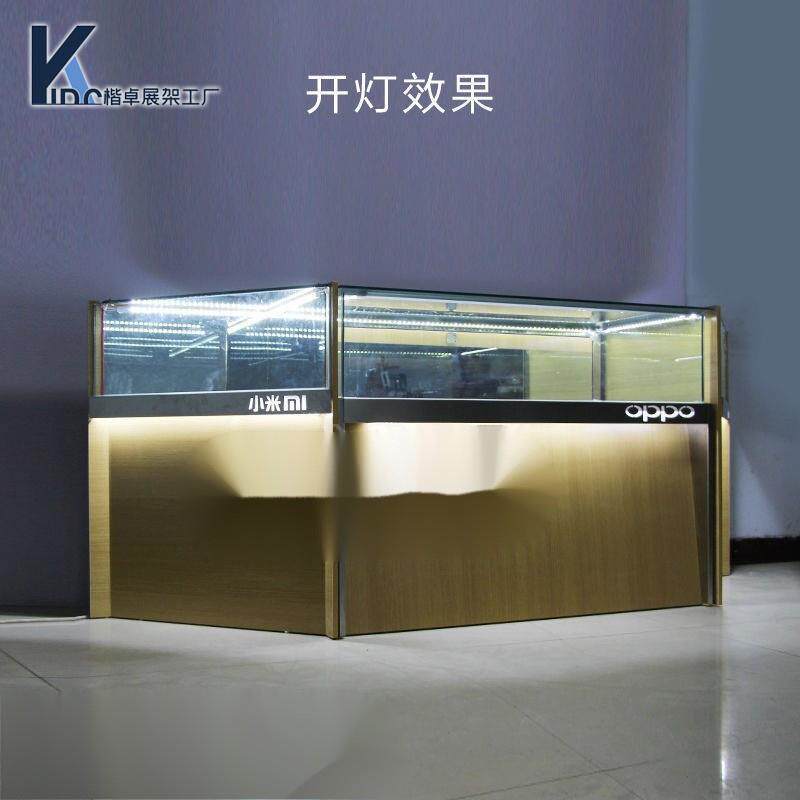木纹手机柜台 手机展柜陈列柜数码手机展示柜台玻璃柜木质