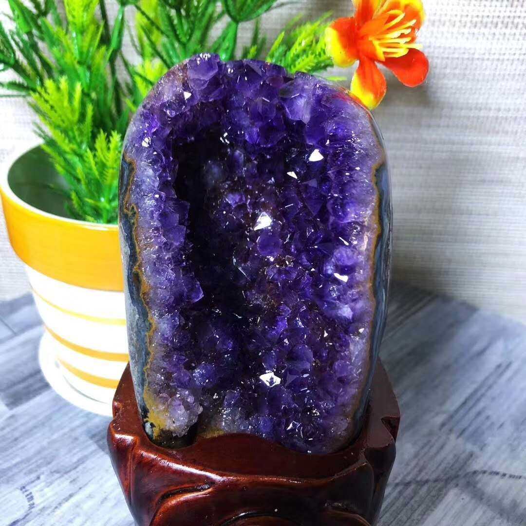 天然紫金洞紫金簇乌拉圭消磁摆件巴西紫晶洞紫水晶风水摆件原石
