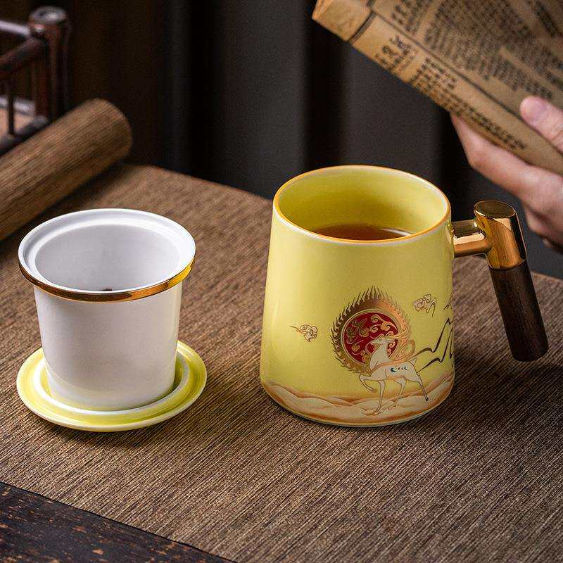 【瑞喆堂】一鹿高升陶瓷泡茶杯大容量茶水分离办公室送礼茶杯套装