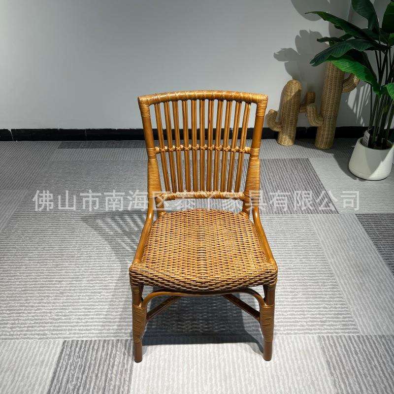 真藤椅靠背椅子咖啡厅椅子设计师手工藤椅家用靠背无扶手藤编餐椅