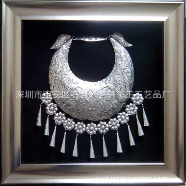 客厅现代中式装饰画立体浮雕壁画抽象苗银画简约大气玄关餐厅挂画