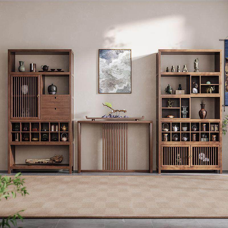 新中式博古架禅意茶桌搭配茶具展示柜办公室家具多宝阁隔断置物架