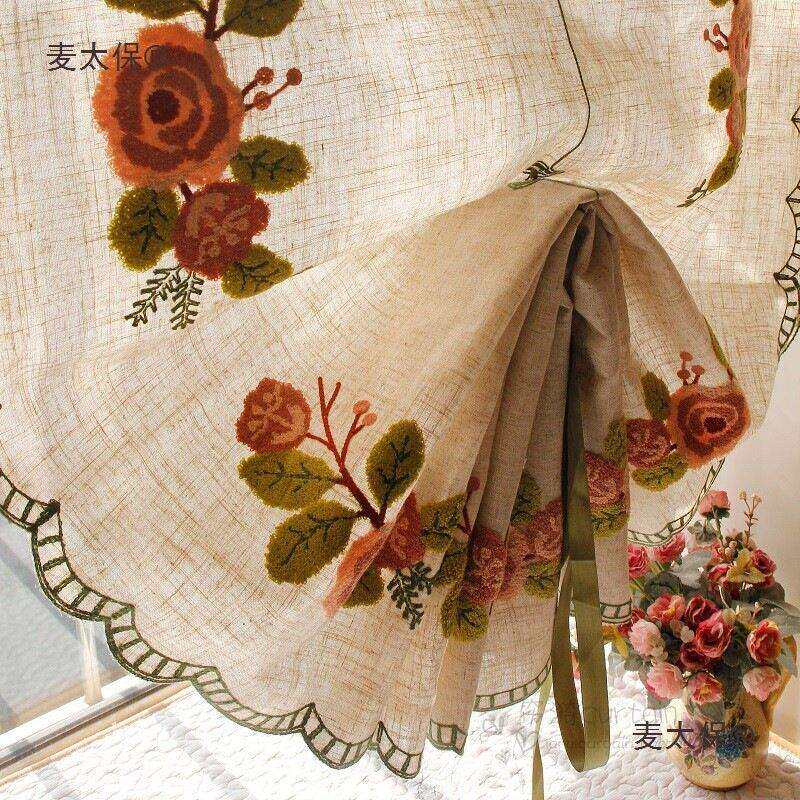 魔术贴成品窗帘棉麻免打孔飘窗升降罗马帘美式遮光客厅隔断麦太保