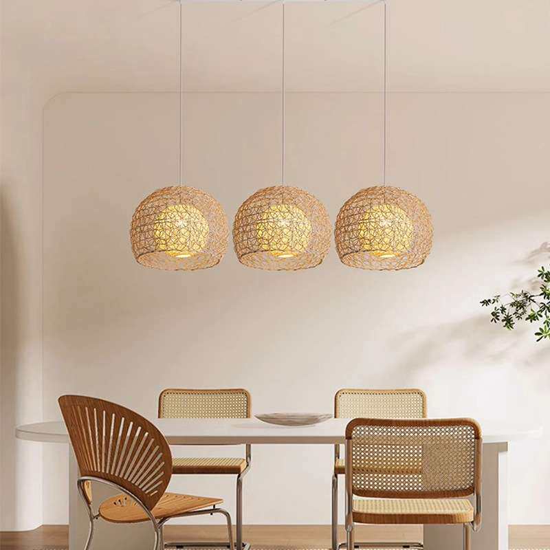田园藤编吊灯日式禅意竹灯饰客厅卧室餐厅寿司店铺装饰简约风