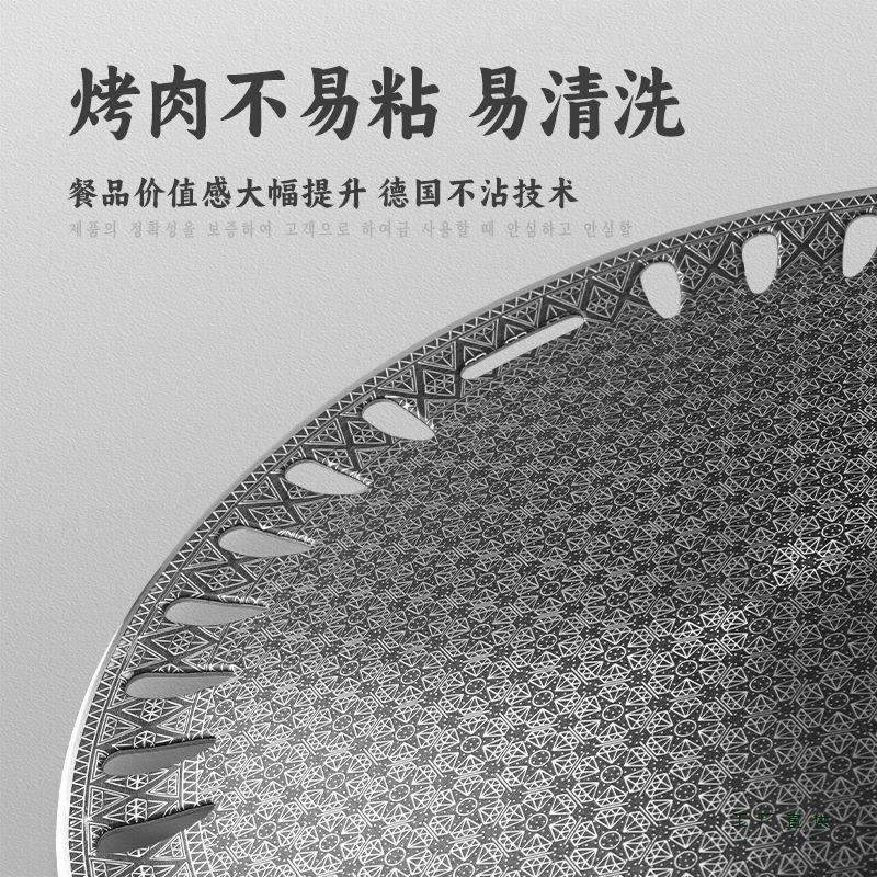韩式不锈钢烧烤盘麦饭石不沾烤盘圆形炭家用烤肉篦子韩式商用碳烤
