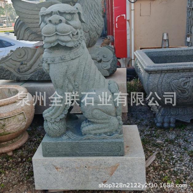 青石狮子献钱狮石材石头麒麟狮花岗岩石雕貔貅狮神兽瑞兽雕塑摆件