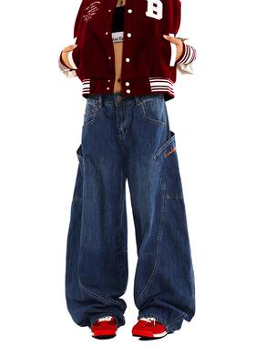 0123Start 弯刀baggy工装牛仔裤男女宽松美式覆古嘻哈潮牌阔腿裤