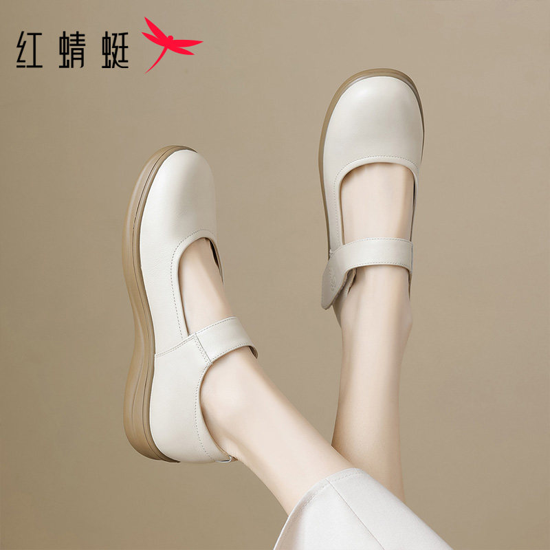 红蜻蜓玛丽珍女鞋2026秋季新款日常通勤舒适真皮久走不累脚妈妈鞋