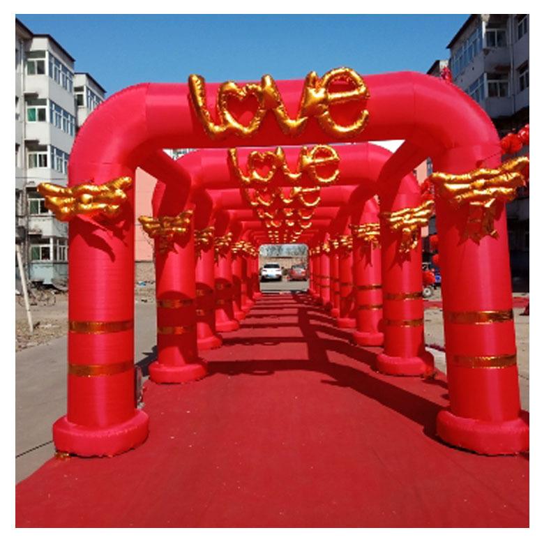 新款充气拱门方love门五连四连三联婚庆道具连体婚庆拱门彩虹门