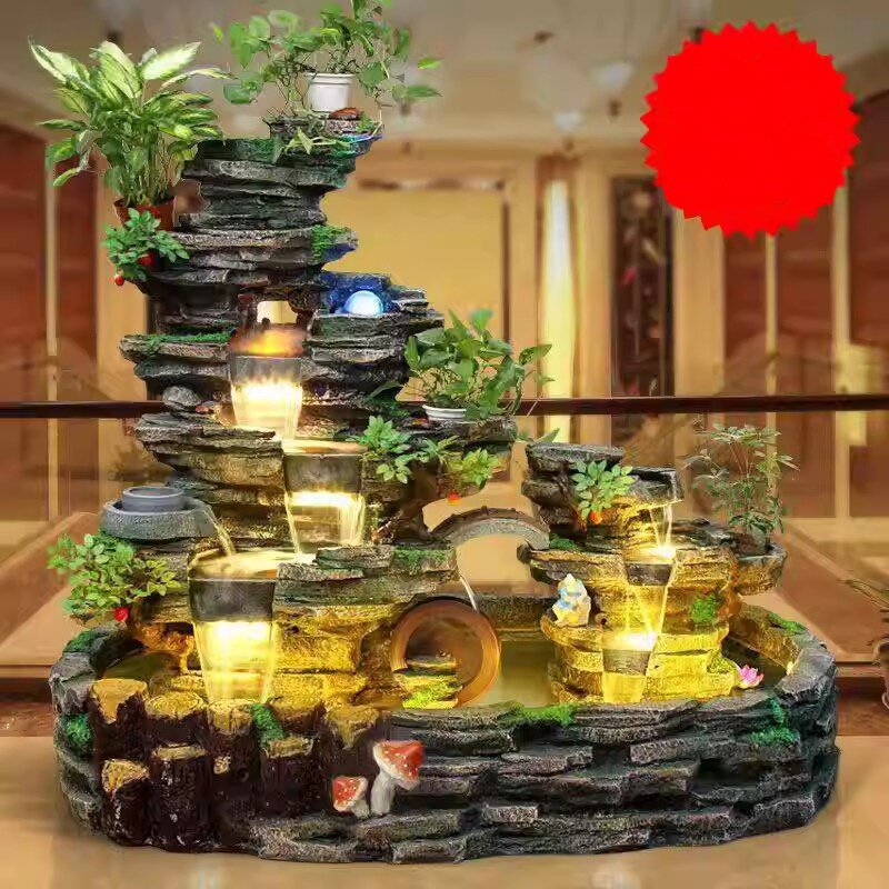 假山水景鱼缸循环水流水喷泉鱼池造景客厅户外庭院瀑布景观摆件