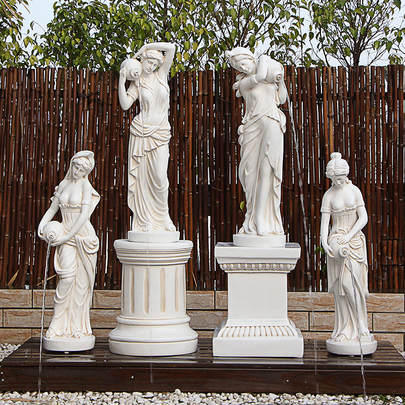 财富女神流水喷泉摆件欧式人物雕塑庭院造景生财水景鱼池会所装饰