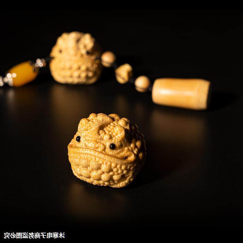 竹雕金蟾实心竹蛤蟆手把件竹子把玩件竹根雕蟾蜍文玩根雕三足金蟾