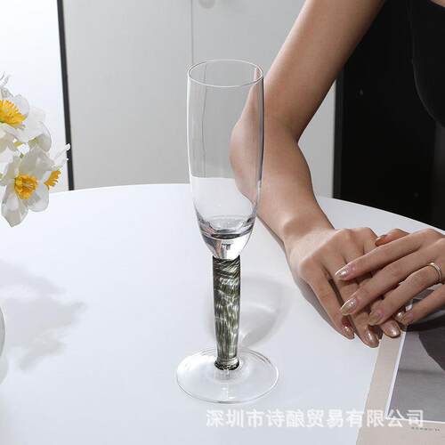 黑豹纹水晶香槟杯 中古优雅酒杯高脚杯子vintage