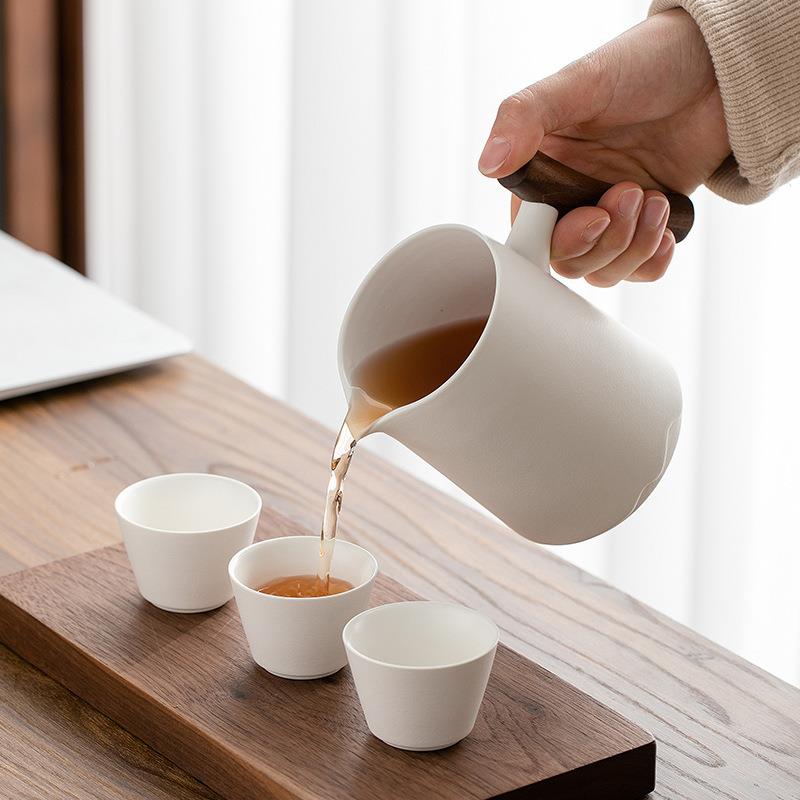 陶瓷便携式旅行茶具套装简约户外露营喝茶随身泡茶快客杯个人专用