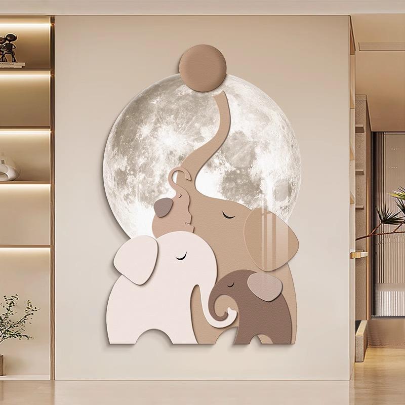 轻奢入户玄关装饰画创意造型过道墙上挂画走廊尽头高档灯画寓意好