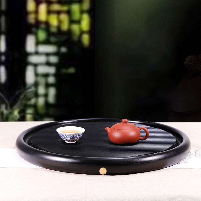 德黑圆形电木茶盘实木简约茶盘干泡家用茶台简易储水茶盘