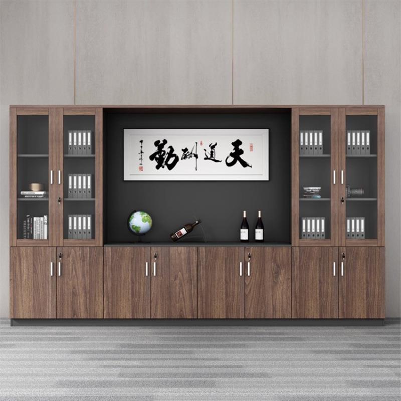 玻璃档案柜资料柜文件柜6门家具办公柜木质书柜带锁安全工厂直销
