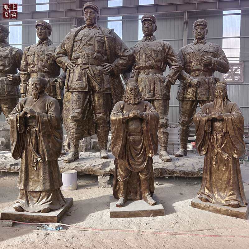 现货供应玻璃钢人物桃园三结义雕塑仿铜古代三国人物树脂雕塑摆件