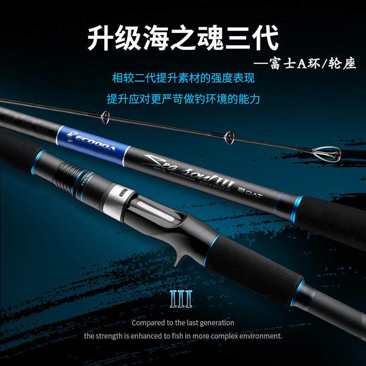 伊酷达ESSⅢ海之魂三船钓竿1.8米-2.7米80-150号fuji海钓底钓竿