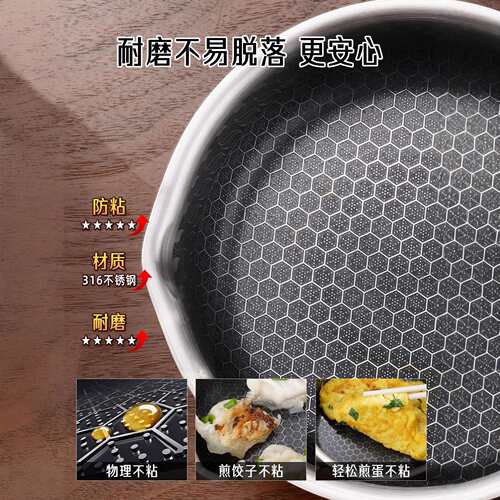 三四钢®SSGP不锈钢煎蛋锅早餐锅不粘锅小煎锅家用平底锅煎饼锅