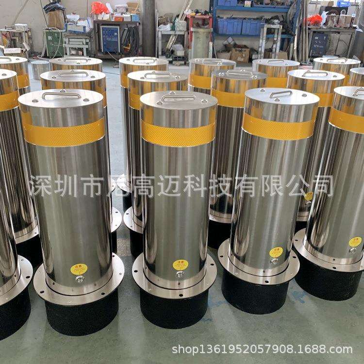 厂家133直径不锈钢警示柱 可移动活动路桩 钥匙锁止车位成品护桩