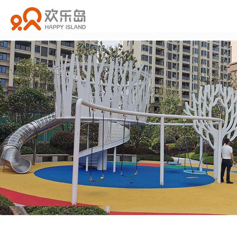 树枝鸟巢儿童滑梯鸟巢造型无动力游乐设备小区儿童乐园设备厂家