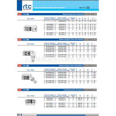 倍润RTC快速接头RTC100系列替Staubli 100.06 100.08 100.12