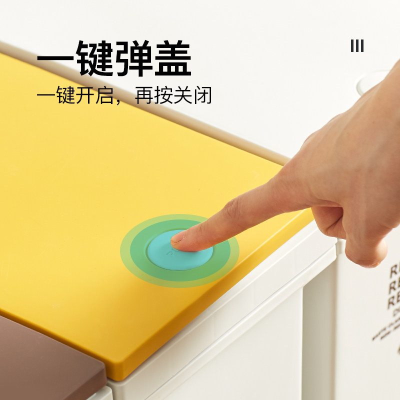 垃圾分类垃圾桶家用双桶带盖客厅大号厨房专用干湿分离三桶拉圾桶