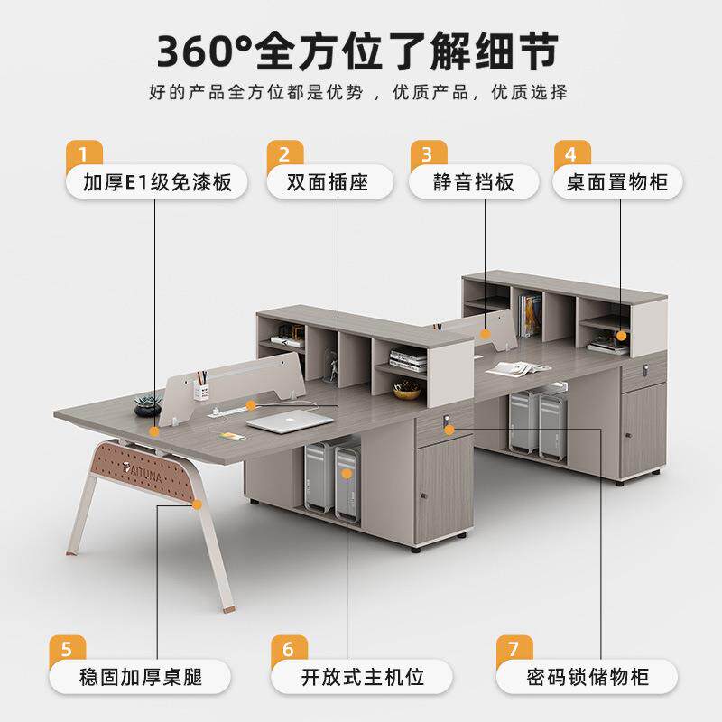 简约职员办公桌位桌双四6六8人位电脑座办公室桌椅组合