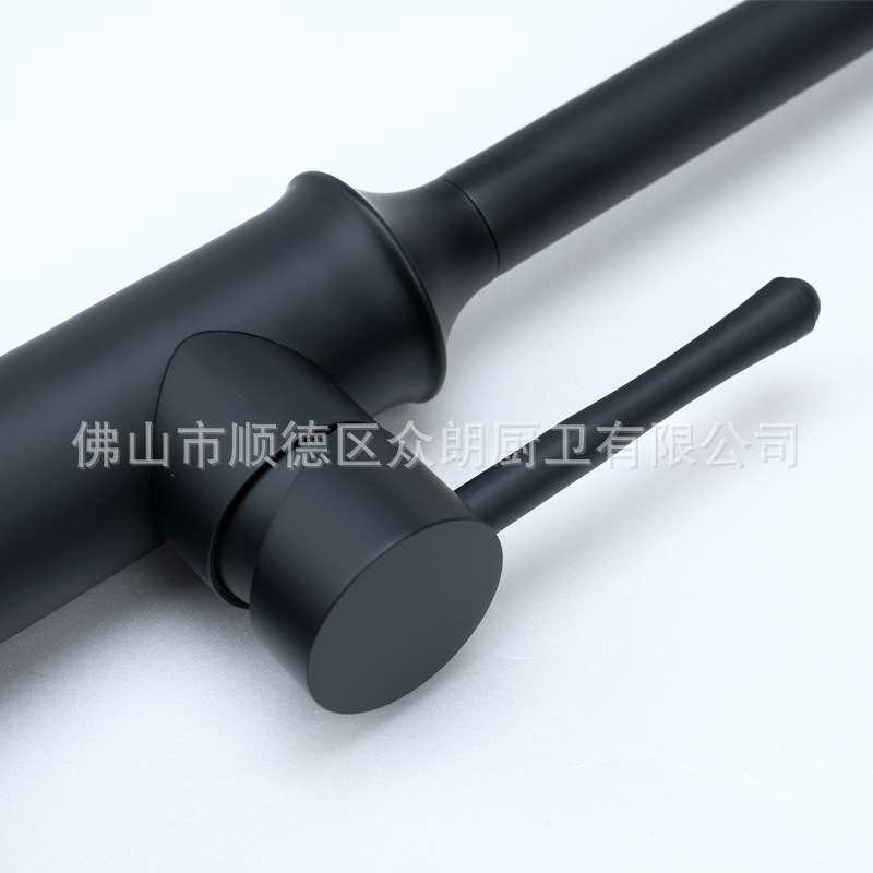 SUS304不锈钢龙头高抛冷热水拉丝起泡器节水厨房水槽龙头8105黑色