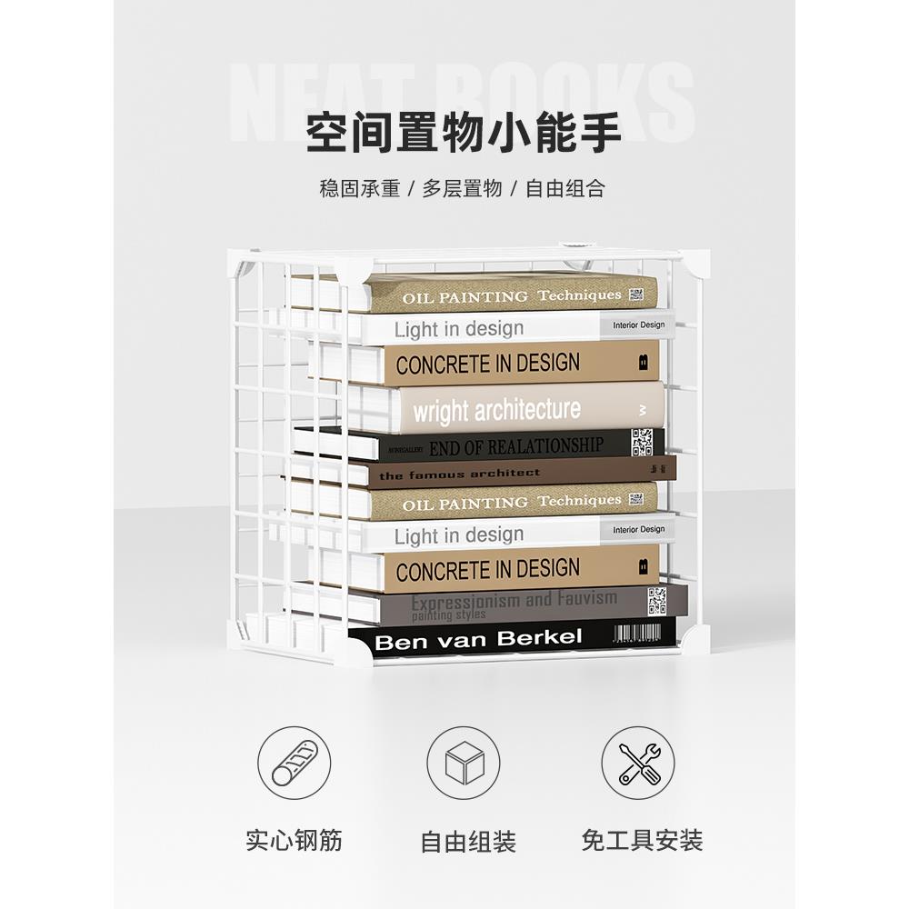 简易书架落地组合卧室飘窗铁艺收纳柜子小型矮多层收纳桌面置物架图片