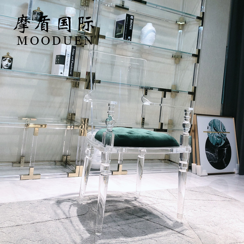 水晶婚庆椅子休闲靠背椅创意梳妆椅压克力家用透明餐椅有机玻璃凳