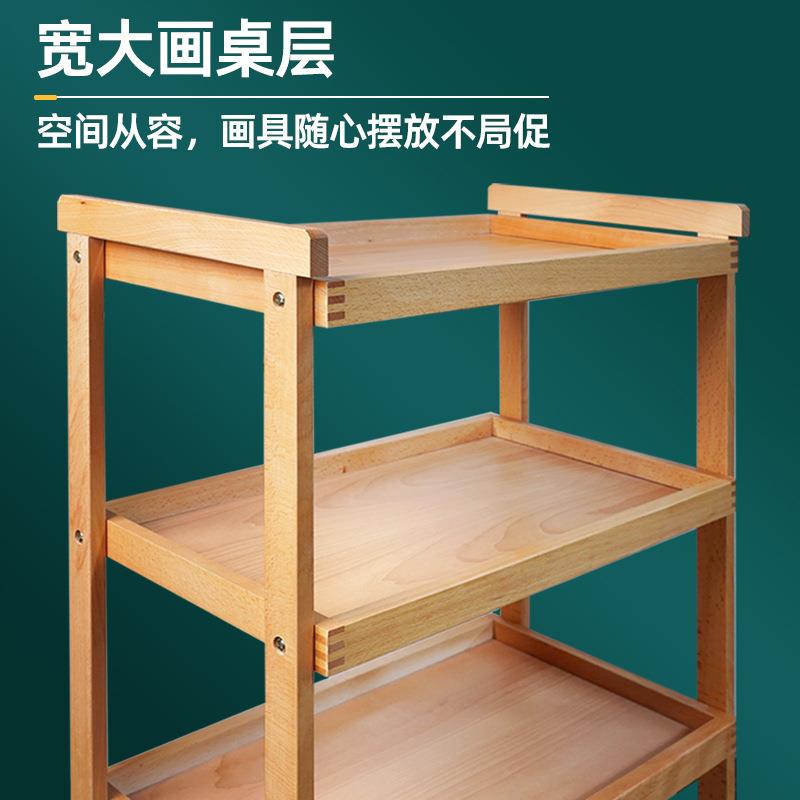 绘岳进口榉木三层简易油画车美术生四层可移动油画写生画柜