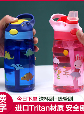 儿童水杯卡通夏天小学生宝宝水壶幼儿园喝水瓶夏季吸管杯女童杯子