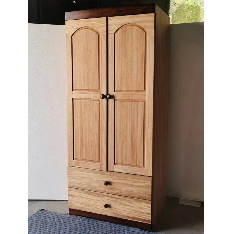 全实木两门衣柜三门衣柜红檀木两门两抽儿童衣橱三门两抽置物柜