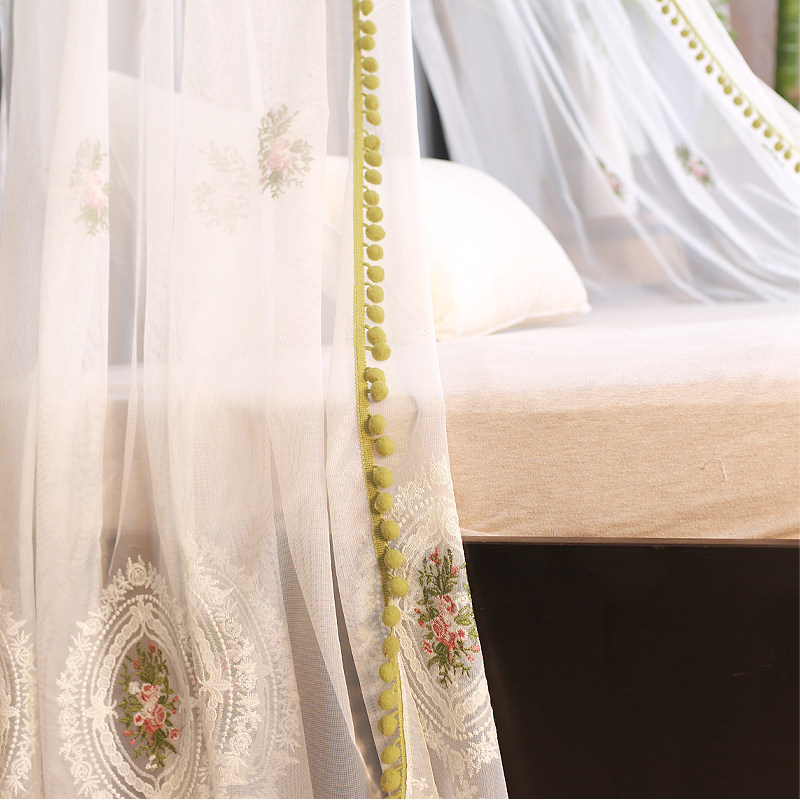 【定制鸢尾文艺玫瑰纱帘窗帘床幔橱窗帘纱幔蕾丝公主成品窗帘